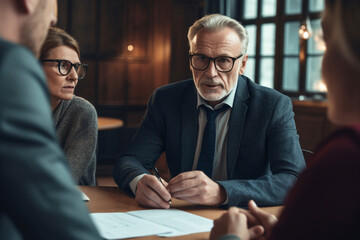 meeting or senior tax consultant talk in a group as business meeting. Generative AI