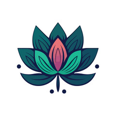 Lotus flower logo. Vector design template of lotus icons on dark and pink background in flat and outline style with golden effect for eco, beauty, spa, yoga, medical companies.