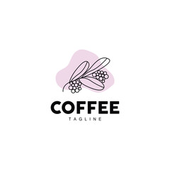 Coffee Logo, Coffee Tree Design, Cafe Drink Vector, Icon Brand Illustration Symbol