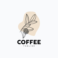 Coffee Logo, Coffee Tree Design, Cafe Drink Vector, Icon Brand Illustration Symbol