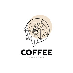 Coffee Logo, Coffee Tree Design, Cafe Drink Vector, Icon Brand Illustration Symbol