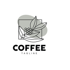 Coffee Logo, Coffee Tree Design, Cafe Drink Vector, Icon Brand Illustration Symbol