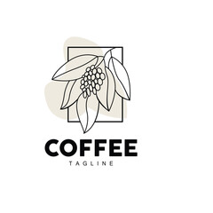 Coffee Logo, Coffee Tree Design, Cafe Drink Vector, Icon Brand Illustration Symbol