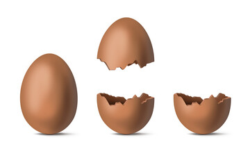 Chocolate eggs on a transparent background. Chocolate egg whole and broken in half.