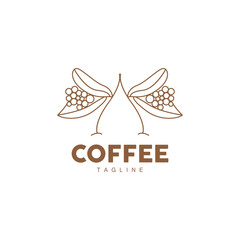 Coffee Logo, Coffee Tree Design, Cafe Drink Vector, Icon Brand Illustration Symbol