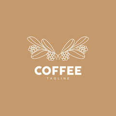 Coffee Logo, Coffee Tree Design, Cafe Drink Vector, Icon Brand Illustration Symbol