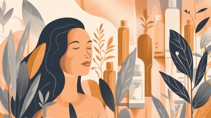 Woman vegan beauty concept illustration 