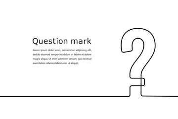 Question mark continuous one line. Hand drawn black quastion mark isolated on white background. Questionmark who, why? Hands drawing graphic element quiz uncertainty. Idea symbol. Vector illustration