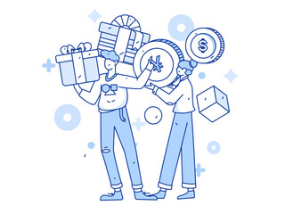 Festive Shopping E-Commerce Online Shopping People Flat Vector Concept Operation Hand Drawn Illustration
