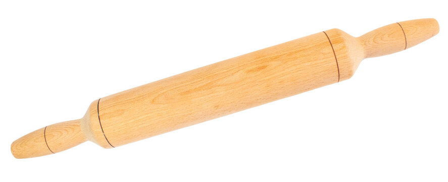 Wooden rolling pin on a transparent background