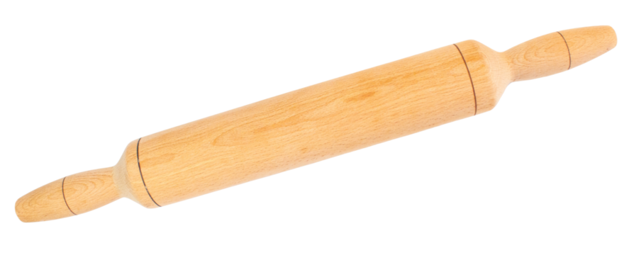Wooden rolling pin on a transparent background