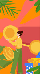 Festive Shopping E-Commerce Online Shopping People Flat Vector Concept Operation Hand Drawn Illustration
