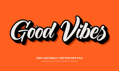 Good Vibes Retro Groovy Orange 3D Vintage Editable Text Effect, Editable Font Style Theme