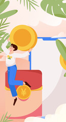 Festive Shopping E-Commerce Online Shopping People Flat Vector Concept Operation Hand Drawn Illustration
