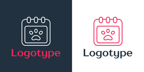 Logotype line Calendar grooming icon isolated on white background. Event reminder symbol. Logo design template element. Vector