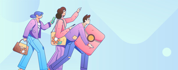 Festive Shopping E-Commerce Online Shopping People Flat Vector Concept Operation Hand Drawn Illustration
