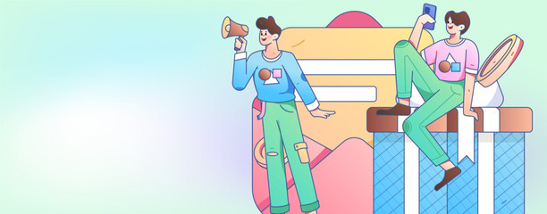 Festive Shopping E-Commerce Online Shopping People Flat Vector Concept Operation Hand Drawn Illustration
