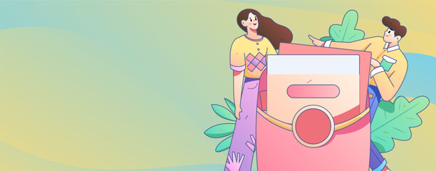 Festive Shopping E-Commerce Online Shopping People Flat Vector Concept Operation Hand Drawn Illustration
