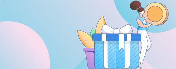 Festive Shopping E-Commerce Online Shopping People Flat Vector Concept Operation Hand Drawn Illustration
