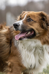 Obraz premium Close-up of the Australian shepherd breed dog, vertical