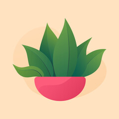 Set of abstract lush plants in flowerpots. Domestic gardening illustration in modern simple flat art style. Vector illustration isolated