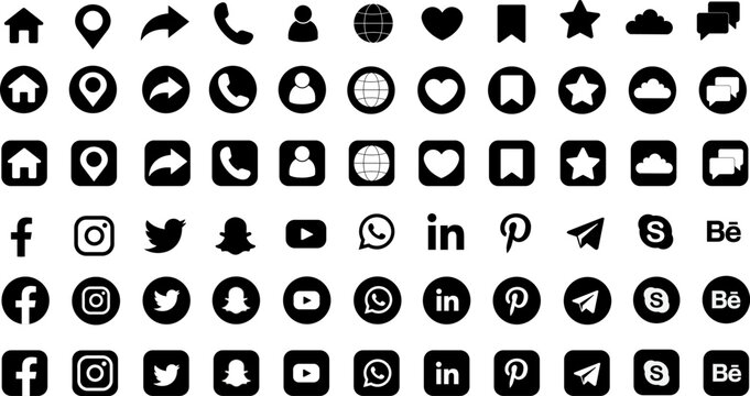 Icons for social networking. Contact and social icons
