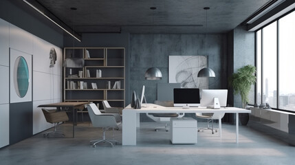 Fototapeta na wymiar modern interior of a office, generative ai