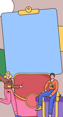 Festive Shopping E-Commerce Online Shopping People Flat Vector Concept Operation Hand Drawn Illustration
