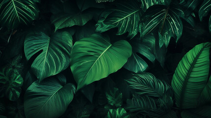 tropical leaves texture background, generative ai