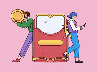 Festive Shopping E-Commerce Online Shopping People Flat Vector Concept Operation Hand Drawn Illustration
