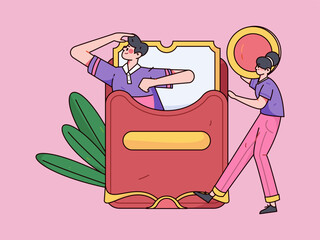 Festive Shopping E-Commerce Online Shopping People Flat Vector Concept Operation Hand Drawn Illustration
