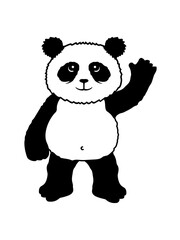 Aufrecht Stehender Panda Bär Winkt Freundlich