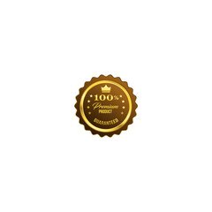 100% premium quality product guaranteed Gold Metallic badge PNG image