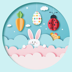 easter bunny with eggs