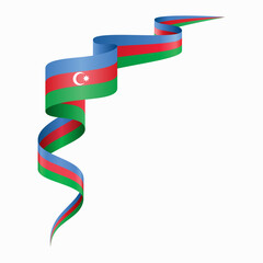 Azerbaijani flag wavy abstract background. Vector illustration.