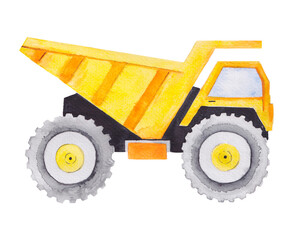 Dump truck watercolor illustration