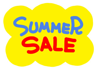 夏のかわいい　水彩イラスト　フレーム　サマーセールの文字