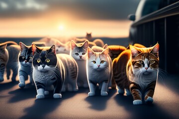 Obraz premium two cats on the roof