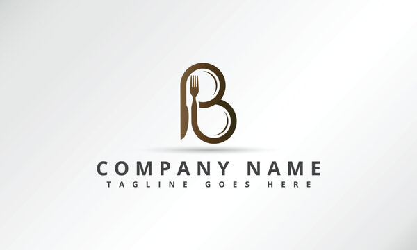 Restaurant Logo. Initial Letter B With Spoon Fork For Restaurant Logo Icon Design Template