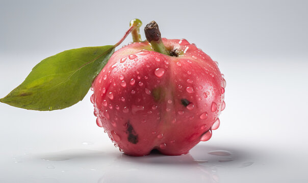 Java apples with water drops on a white background Generative AI