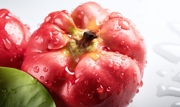 Java apples with water drops on a white background Generative AI