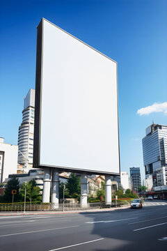 High-Quality Image Billboard in Modern Futuristic City: A Perfect Blank Canvas for Advertising