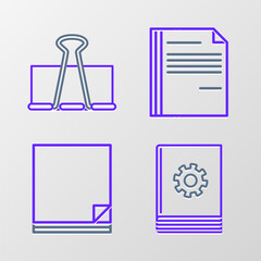 Set line User manual, File document, and Binder clip icon. Vector