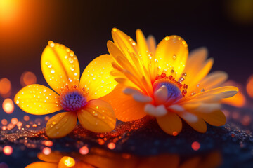 flower with water drops generated with Ai