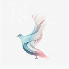 Colorful puffs of smoke in the form of a bird isolated on a white background - Generative AI