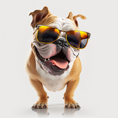 Fototapeta na wymiar ai generated illustration dog wearing sunglasses