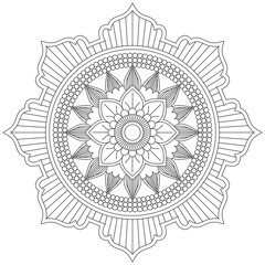 Leaf Flower Petal Coloring Mandala Art Simple Graphic Shape Vector Floral Oriental Outline Vintage Decorative Elements Pattern Illustration Islam Arabic Indian Turkish Mystic Religion Morals Lotus