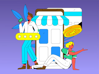 Festive Shopping E-Commerce Online Shopping People Flat Vector Concept Operation Hand Drawn Illustration
