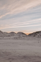 Fototapeta na wymiar Car view of raw winter landscapes in Iceland