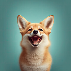 Obraz premium AI generated illustration of happy smiling animal fox